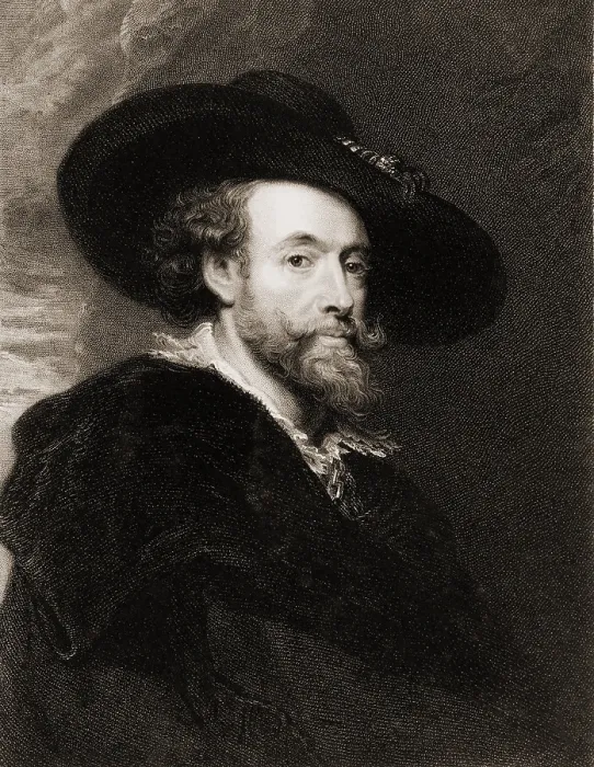Framed Print : Peter Paul Rubens (1577-1640), Flemish Baroque painter in 1625. 19th century engraving by James Posselwhite