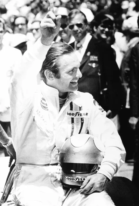 Framed Print : Peter Revson held up one finger to indicate he won the #1 pole position for Indianapolis 500. Revson placed second after Al Unser. (CSU_2015_9_910)