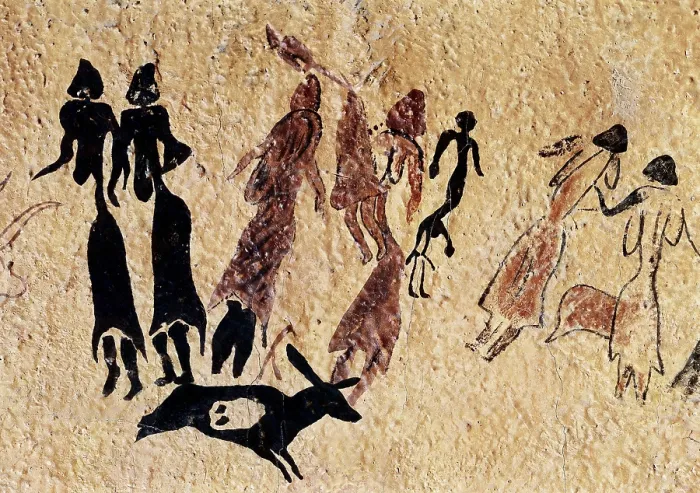 Framed Print : Phallic dance. Mesolithic art. Cave. SPAIN. Barcelona. Archaeology Museum of Catalonia. Proc: SPAIN. El Cogul. Cova dels Moros. AISA / Everett Collection**US SALES ONLY**