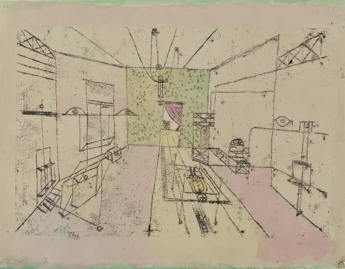 Framed Print : PHANTOM PERSPECTIVE, by Paul Klee, 1920, Swiss drawing, watercolor and ink on paper. Line drawing creates the illusion of an interior space, unidentifiable objects Framed Print : PHANTOM PERSPECTIVE, by Paul Klee, 1920, Swiss drawing, watercolor and ink on paper. Line drawing creates the illusion of an interior space, unidentifiable objects