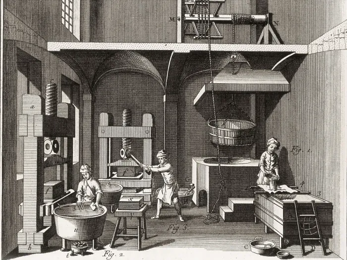 Framed Print : Pharmaceutical laboratory. Picture of the 'Enciclopdie' (1751). Engraving. SPAIN. Barcelona. Biblioteca de Catalunya (National Library of Catalonia)