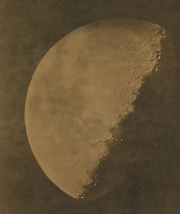 Framed Print : Phase of the Moon in a March 1851 photograph by John Adams Whipple. It is a salted paper print from a daguerreotype of the Moon