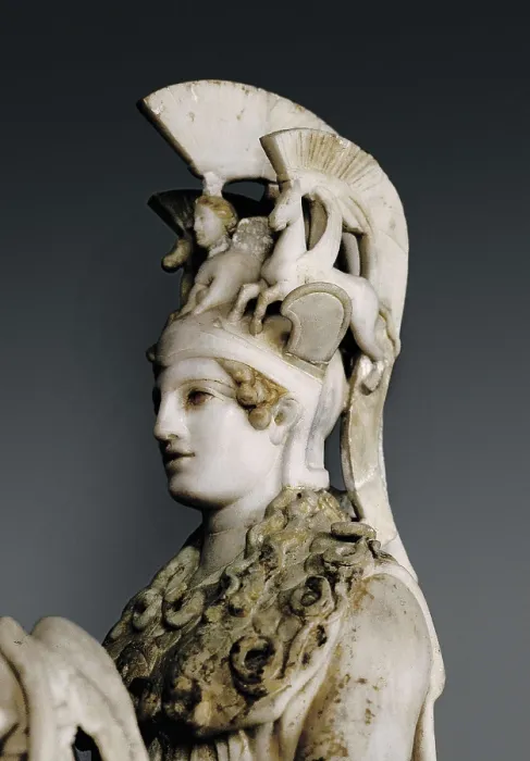 Framed Print : PHIDIAS (490 -431 BC). Varvakeion Athena. 448 BC. Roman copy from the 2nd c. of the cryselephantine original, the Partenos Athena. Detail. Classical Greek art