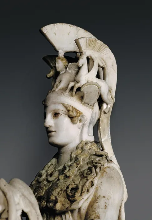 Framed Print : PHIDIAS (490 -431 BC). Varvakeion Athena. 448 BC. Roman copy from the 2nd c. of the cryselephantine original, the Partenos Athena. Detail. Classical Greek art