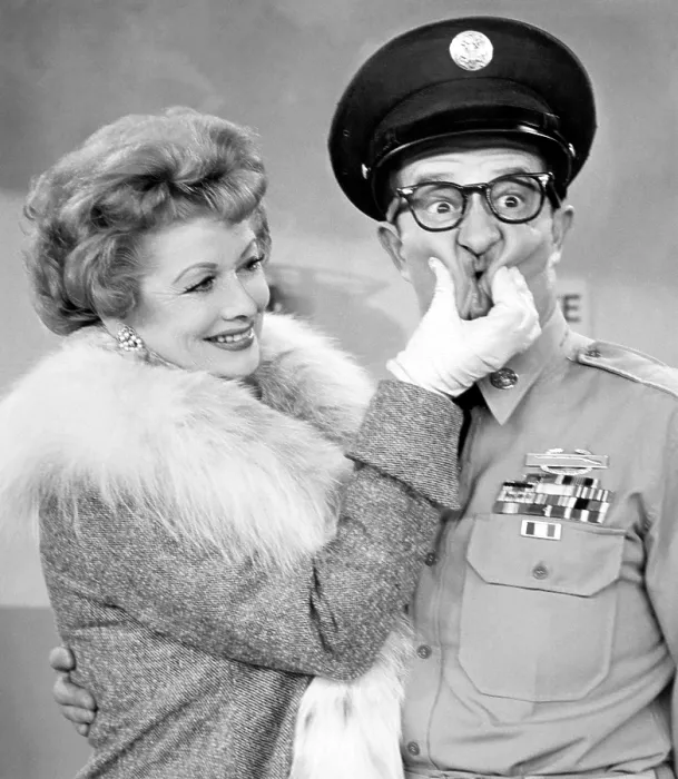 Framed Print : THE PHIL SILVERS SHOW, (aka YOU'LL NEVER GET RICH, aka SGT. BILKO), from left: Lucille Ball, Phil Silvers, Bilko's Ape Man, (season 4, episode 24, March 18, 1959), 1955-1959