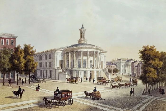 Framed Print : Philadelphia (19th c.). Stock market. Litography. AISA / Everett Collection**US SALES ONLY**