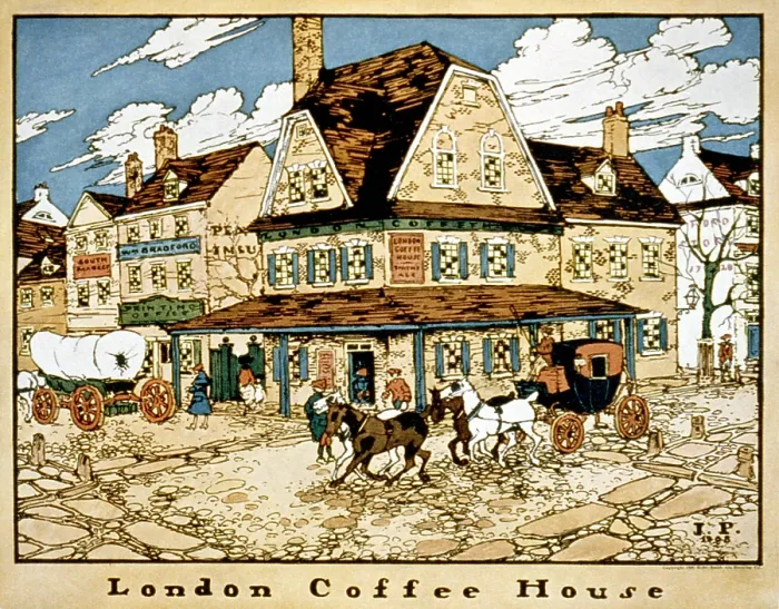 Framed Print : Philadelphia, colonial inn, the London Coffee House, halftone print, Pennsylvania, circa 1908