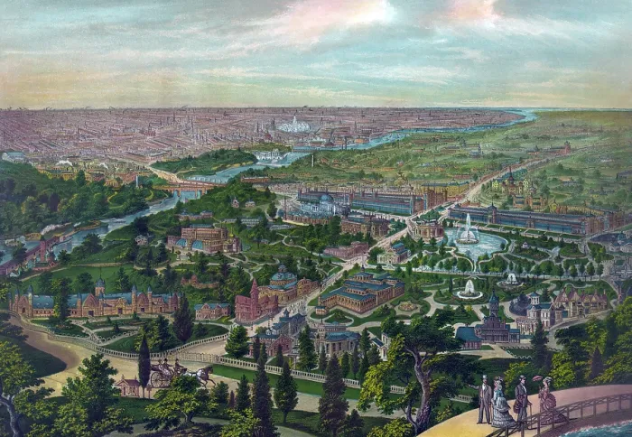 Framed Print : Philadelphia, The International Exposition 1876. Bird's-eye view of the exposition grounds