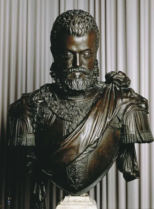 Framed Print : PHILIP II of Spain (1527-1598). Bust of an unknown author (16th c.). Renaissance art. Cinquecento. Sculpture on bronze. SPAIN. Madrid. Prado Museum