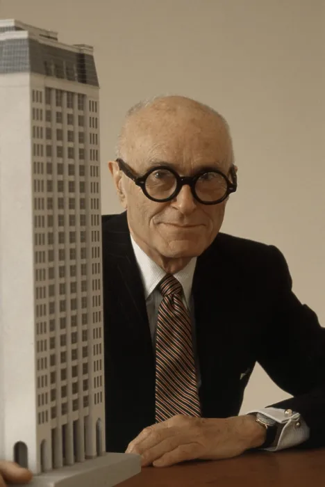 Framed Print : Philip Johnson, with one of his architectural models, 1977 Framed Print : Philip Johnson, with one of his architectural models, 1977