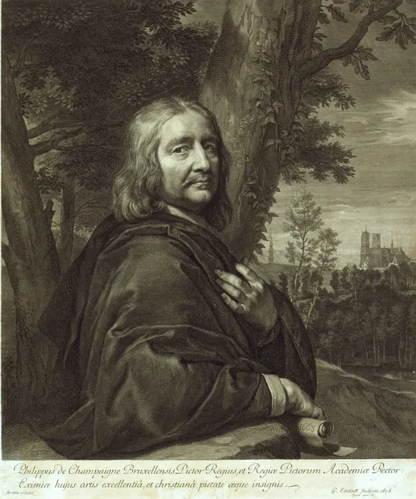 Framed Print : Philippe de Champaigne (1602-1674), French 17th century Baroque painter, based on his self-portrait of 1668. Engraved by Grard Edelinck, 1676 Framed Print : Philippe de Champaigne (1602-1674), French 17th century Baroque painter, based on his self-portrait of 1668. Engraved by Grard Edelinck, 1676