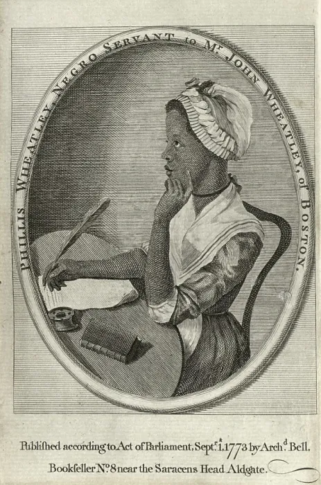 Framed Print : Phillis Wheatley (1753-1784) portrait on the frontispiece of her 1773 book, Poems on various subjects, religious and moral