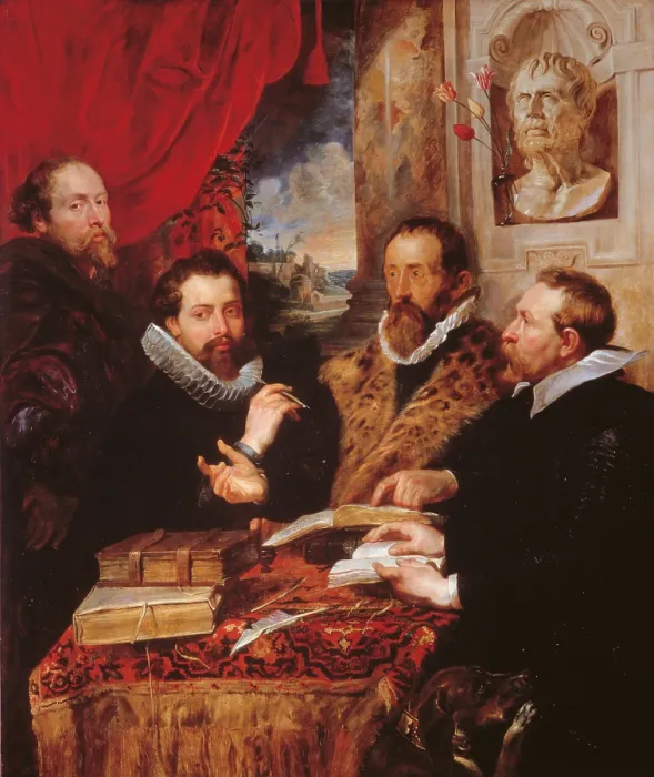 Framed Print : The Four Philosophers, by Peter Paul Rubens, 1612 about, 17th Century, oil on panel, cm 164 x 139 - Italy, Tuscany, Florence, Palazzo Pitti, Palatine Gallery. All Framed Print : The Four Philosophers, by Peter Paul Rubens, 1612 about, 17th Century, oil on panel, cm 164 x 139 - Italy, Tuscany, Florence, Palazzo Pitti, Palatine Gallery. All