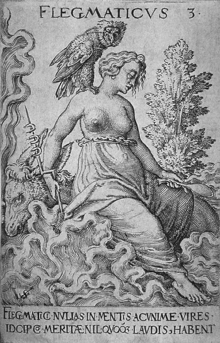 Framed Print : The Phlegmatic personality was calm and thought to be caused by the dominance of the humor phlegm