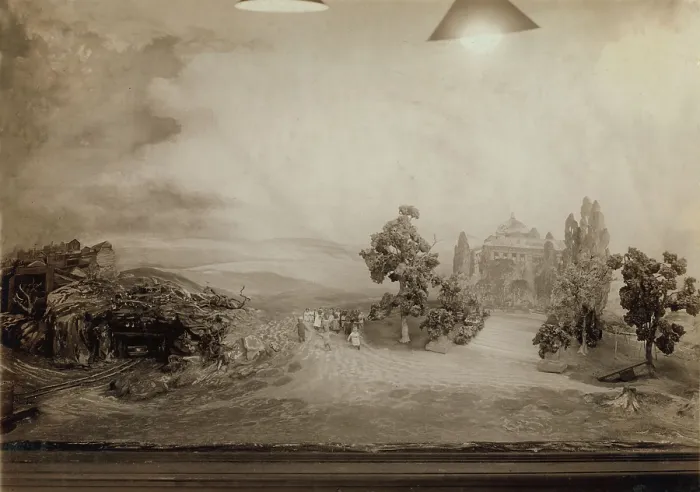 Framed Print : Photograph of an exhibit model and landscape, New York, New York, photograph by Lewis Wickes Hine, December, 1916 Framed Print : Photograph of an exhibit model and landscape, New York, New York, photograph by Lewis Wickes Hine, December, 1916