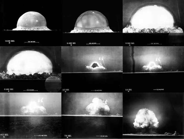 Framed Print : Photographic sequence of the Trinity test, the first manmade nuclear explosion