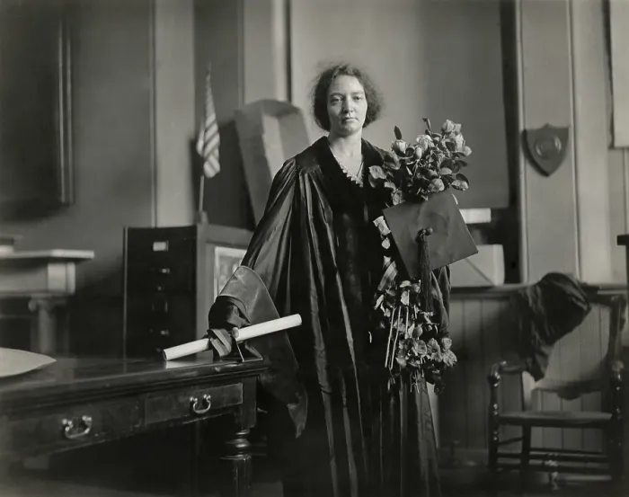 Framed Print : Physicist Irene Joliot-Curie in full academic regalia on May 23, 1921. She was accepting an honorary degree at the University of Pennsylvania on behalf of her mother Marie Curie