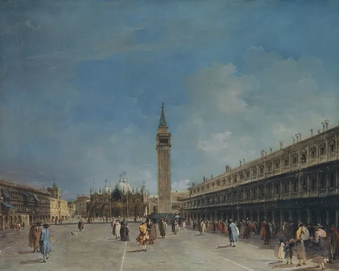 Framed Print : PIAZZA SAN MARCO, by Francesco Guardi, 1763-68, Italian painting, oil on canvas. View painting of St Framed Print : PIAZZA SAN MARCO, by Francesco Guardi, 1763-68, Italian painting, oil on canvas. View painting of St