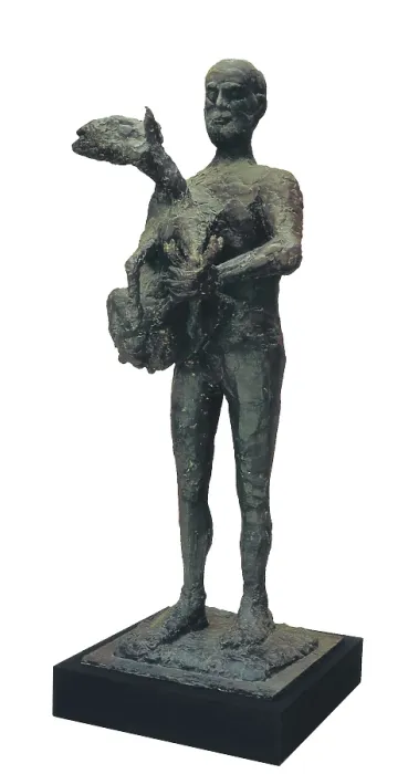 Framed Print : Picasso, Pablo (1881-1973). Man with a lamb. 1943. Sculpture on bronze. FRANCE. Paris. Picasso National Museum. AISA / Everett Collection - Image has fine art copyright