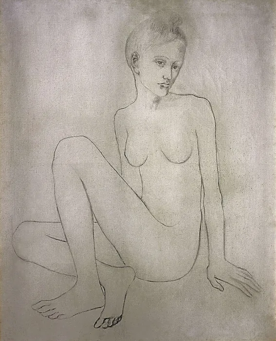 Framed Print : Picasso, Pablo (1881-1973). Nude woman. 1904. Charcoal on canvas. Drawing. FRANCE. Mougins. Jacqueline Picasso Collection. AISA / Everett Collection**US SALES ONLY**