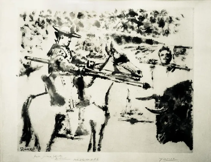 Framed Print : PicassoPablo (1881-1973). Rejoneador or Lancer. Engraving. AISA / Everett Collection (66300)**US SALES ONLY** Framed Print : PicassoPablo (1881-1973). Rejoneador or Lancer. Engraving. AISA / Everett Collection (66300)**US SALES ONLY**