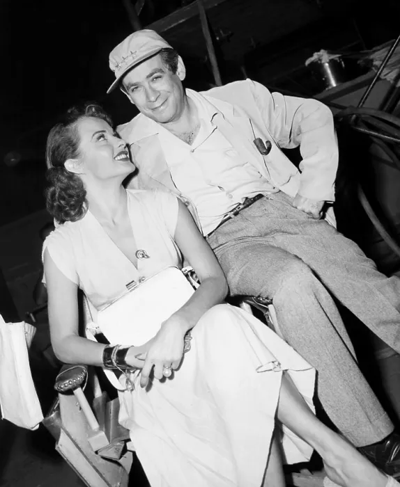 Framed Print : PICKUP ON SOUTH STREET, from left, Jean Peters, director Samuel Fuller, on-set, 1953, TM & Copyright 20th Century Fox Film Corp. / courtesy Everett Collection