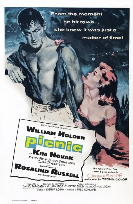 Framed Print : PICNIC, William Holden, Kim Novak, poster art, 1955 Framed Print : PICNIC, William Holden, Kim Novak, poster art, 1955