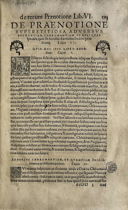 Framed Print : PICO DELLA MIRANDOLA, Giovanni (1463-1494). 'De Rerum Praenotione'. Beginning of the Book VI