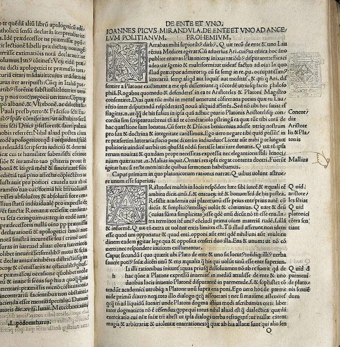 Framed Print : PICO DELLA MIRANDOLA, Giovanni (1463-1494). 'De Ente et Uno'. Incunabulum printed in Venice by Bernardinus de Vitali (1498). SPAIN. Barcelona
