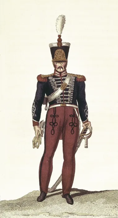 Framed Print : Picture of 'Memoria para la historia de las tropas de la Casa Real de Espaa' by Serafn Mara de Loto (Madrid, 1828). Etching. SPAIN. Madrid. National Library