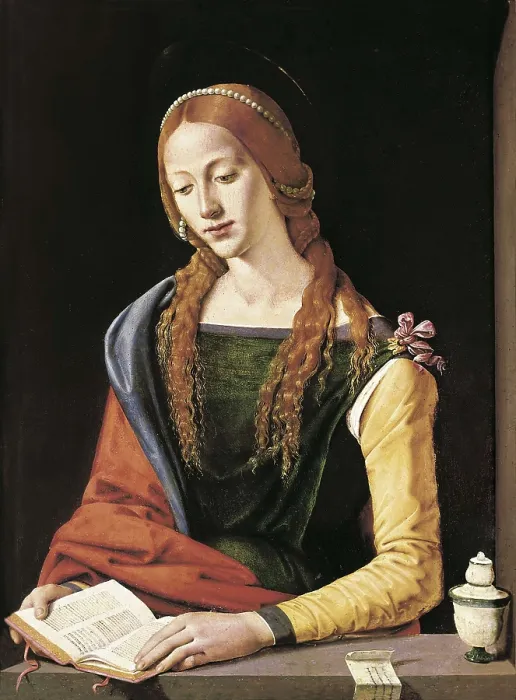 Framed Print : Piero di Cosimo, Pietro di Lorenzo, called (1462-1521). Magdalene. 1501. Renaissance art. Cinquecento. Tempera on wood. ITALY. Rome