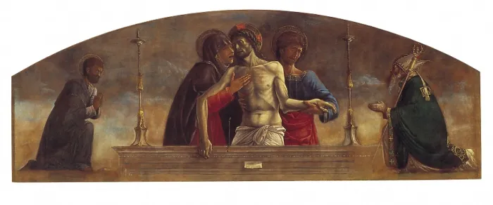 Framed Print : Piet (the Dead Christ on His Tomb flanked by the Virgin Mary, and St John the Evangelist with Sts Mark and Nicholas), by Giovanni Bellini, 1472 about, 15th Century, oil on panel Framed Print : Piet (the Dead Christ on His Tomb flanked by the Virgin Mary, and St John the Evangelist with Sts Mark and Nicholas), by Giovanni Bellini, 1472 about, 15th Century, oil on panel
