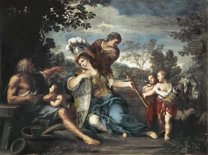 Framed Print : PIETRO DA CORTONA, Pietro Berrettini, called (1596-1669). Erminia among the Shepherds. Baroque art. Oil on canvas. ITALY. Rome. Doria Pamphili Gallery