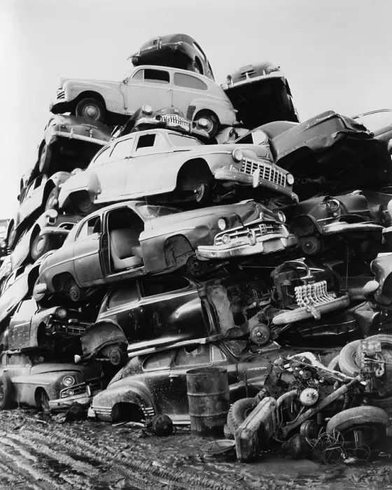 Framed Print : Pile of discarded automobiles in a junkyard in New York City, 1957 Framed Print : Pile of discarded automobiles in a junkyard in New York City, 1957