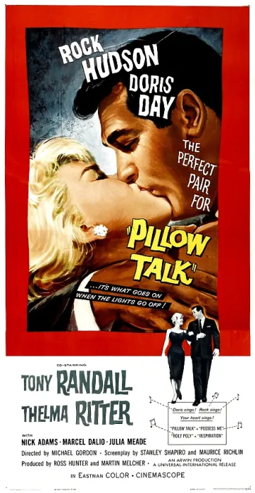 Framed Print : PILLOW TALK, top from left: Doris Day, Rock Hudson, bottom from left: Doris Day, Rock Hudson, 1959