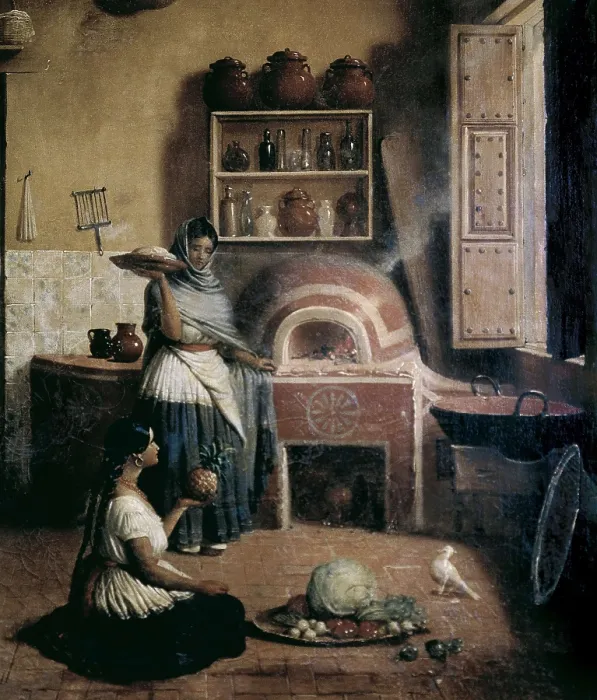 Framed Print : PINGRET, Edouard (1788-1875). Cocina Poblana (Puebla's Food Culture). 1853. Romanticism. Oil on canvas. MEXICO. Mexico City. Chapultepec Castle Framed Print : PINGRET, Edouard (1788-1875). Cocina Poblana (Puebla's Food Culture). 1853. Romanticism. Oil on canvas. MEXICO. Mexico City. Chapultepec Castle