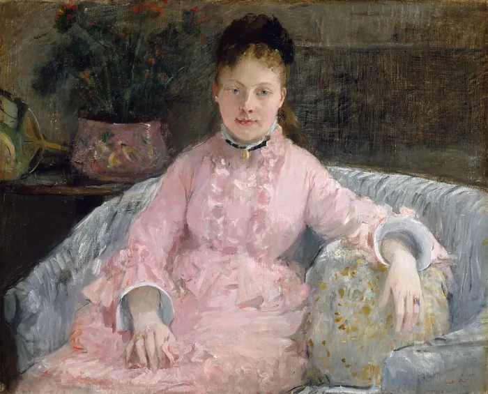 Framed Print : The Pink Dress, by Berthe Morisot, 1870, French impressionist painting, oil on canvas Framed Print : The Pink Dress, by Berthe Morisot, 1870, French impressionist painting, oil on canvas