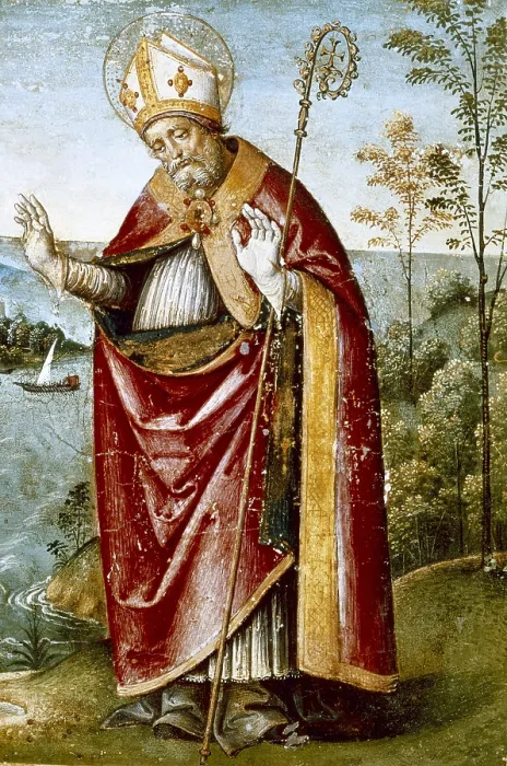 Framed Print : PINTURICCHIO, Bernardino di Betto, called Il (1454-1513). Saint Augustine of Hippo. 1501-1513. Renaissance art. Quattrocento. Oil on wood. ITALY. Perugia