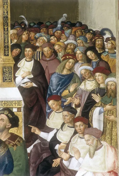 Framed Print : PINTURICCHIOBernardino di Bettocalled Il (1454-1513). Piccolomini Library. Pius II receiving the cardinal virtue. 1502-1508. ITALY. Siena. Cathedral Framed Print : PINTURICCHIOBernardino di Bettocalled Il (1454-1513). Piccolomini Library. Pius II receiving the cardinal virtue. 1502-1508. ITALY. Siena. Cathedral