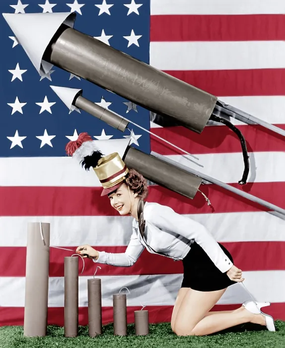 Framed Print : Piper Laurie, wishing her fans a happy Fourth of July, 1954