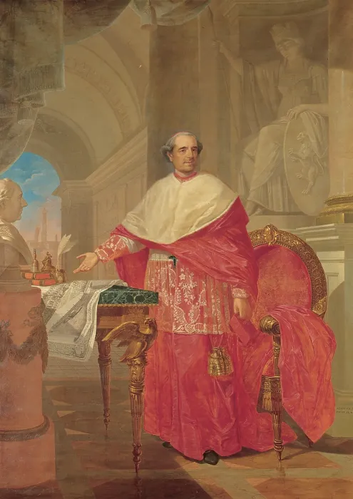 Framed Print : Pirovani Giuseppe, Portrait of Cardinal Andrea Archetti, 1787, 18th Century, oil on canvas, Italy, Lombardy, Bergamo