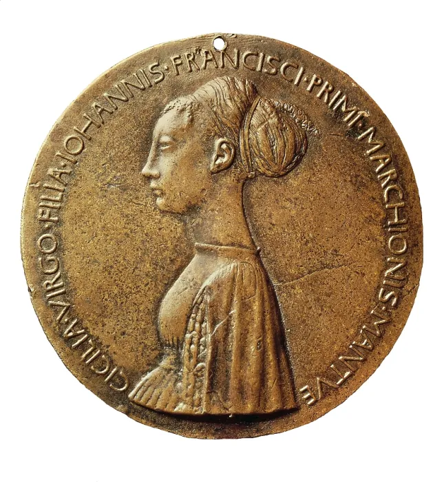 Framed Print : PISANELLO, Antonio di Puccio Pisano, called (1395-1455). Medal of Cecilia Gonzaga. 1447. Renaissance art. Quattrocento. Coin. FRANCE. Paris. National Library