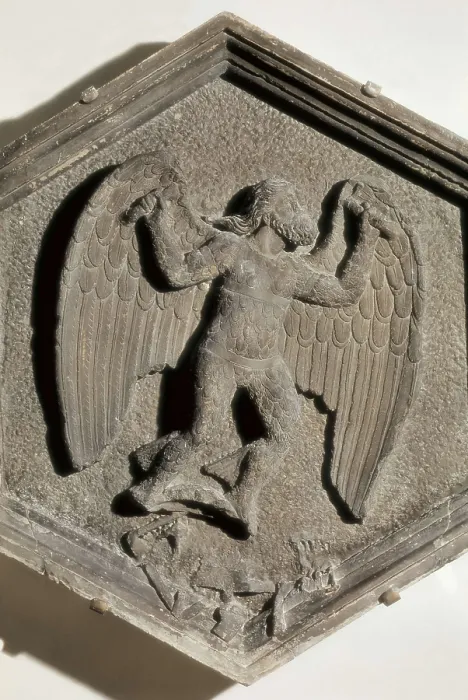 Framed Print : PISANO, Andrea da Pontedera, called Andrea (1270-1349). Icarus. 1337-1342. Renaissance art. Trecento. Relief on rock. ITALY. Florence. Opera del Duomo Museum
