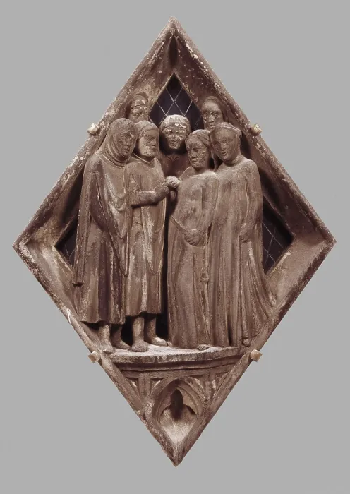 Framed Print : PISANO, Andrea da Pontedera, called Andrea (1270-1349). The Marriage. 1337-1342. Relieve of the campanile. Renaissance art. Trecento. Relief on rock. ITALY. Florence