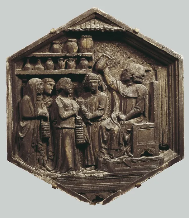 Framed Print : PISANO, Andrea da Pontedera, called Andrea (1270-1349). The medicine. 1337-1342. Relieve of the campanile. Renaissance art. Trecento. Relief on rock. ITALY. Florence Framed Print : PISANO, Andrea da Pontedera, called Andrea (1270-1349). The medicine. 1337-1342. Relieve of the campanile. Renaissance art. Trecento. Relief on rock. ITALY. Florence