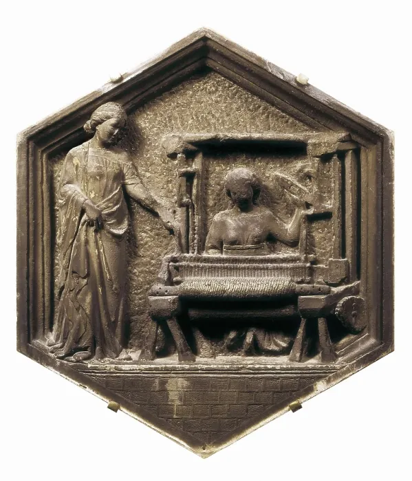 Framed Print : PISANO, Andrea da Pontedera, called Andrea (1270-1349). Weaver. 1337-1342 Framed Print : PISANO, Andrea da Pontedera, called Andrea (1270-1349). Weaver. 1337-1342