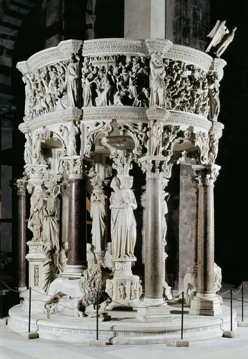 Framed Print : PISANO, Giovanni (1240-1320). Pulpit. 1302-1311. ITALY. Pisa. Cathedral. Renaissance art. Trecento. Relief on marble. AISA / Everett Collection**US SALES ONLY** Framed Print : PISANO, Giovanni (1240-1320). Pulpit. 1302-1311. ITALY. Pisa. Cathedral. Renaissance art. Trecento. Relief on marble. AISA / Everett Collection**US SALES ONLY**