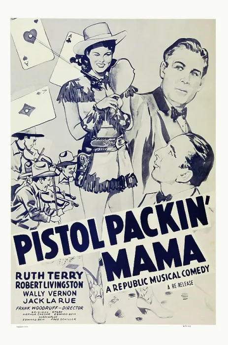 Framed Print : PISTOL PACKIN MAMA, US poster art, from left: Ruth Terry, Robert Livingston, Jack La Rue, 1943