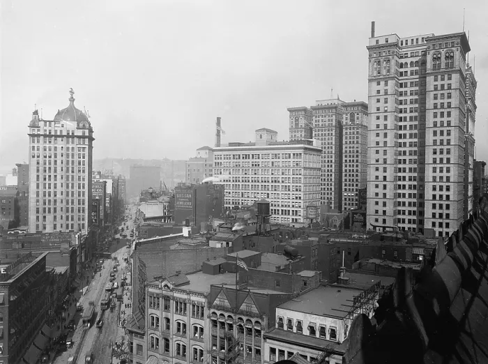 Framed Print : Pittsburgh. Liberty Avenue and skyscrapers, Pittsburgh, Pa. ca. 1920