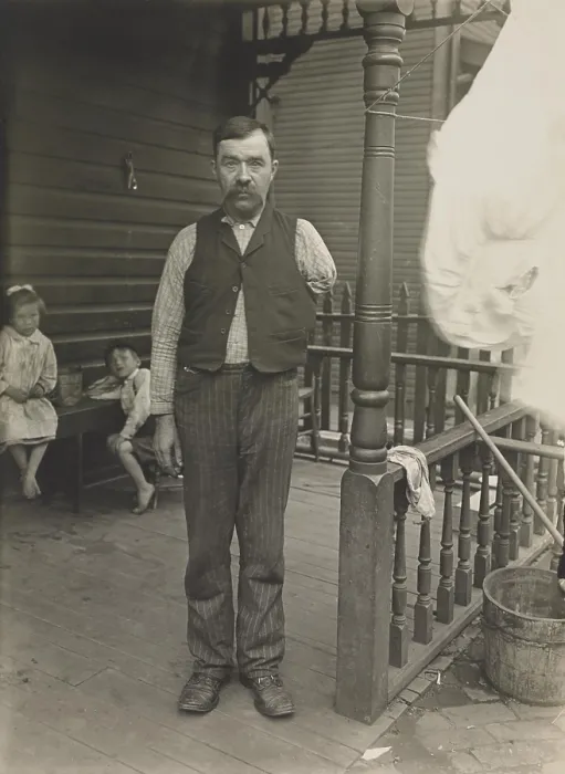 Framed Print : Pittsburgh worker who lost his arm can no longer support his wife and three children. 1910 photo by Lewis Hine (BSLOC_2018_1_135) Framed Print : Pittsburgh worker who lost his arm can no longer support his wife and three children. 1910 photo by Lewis Hine (BSLOC_2018_1_135)